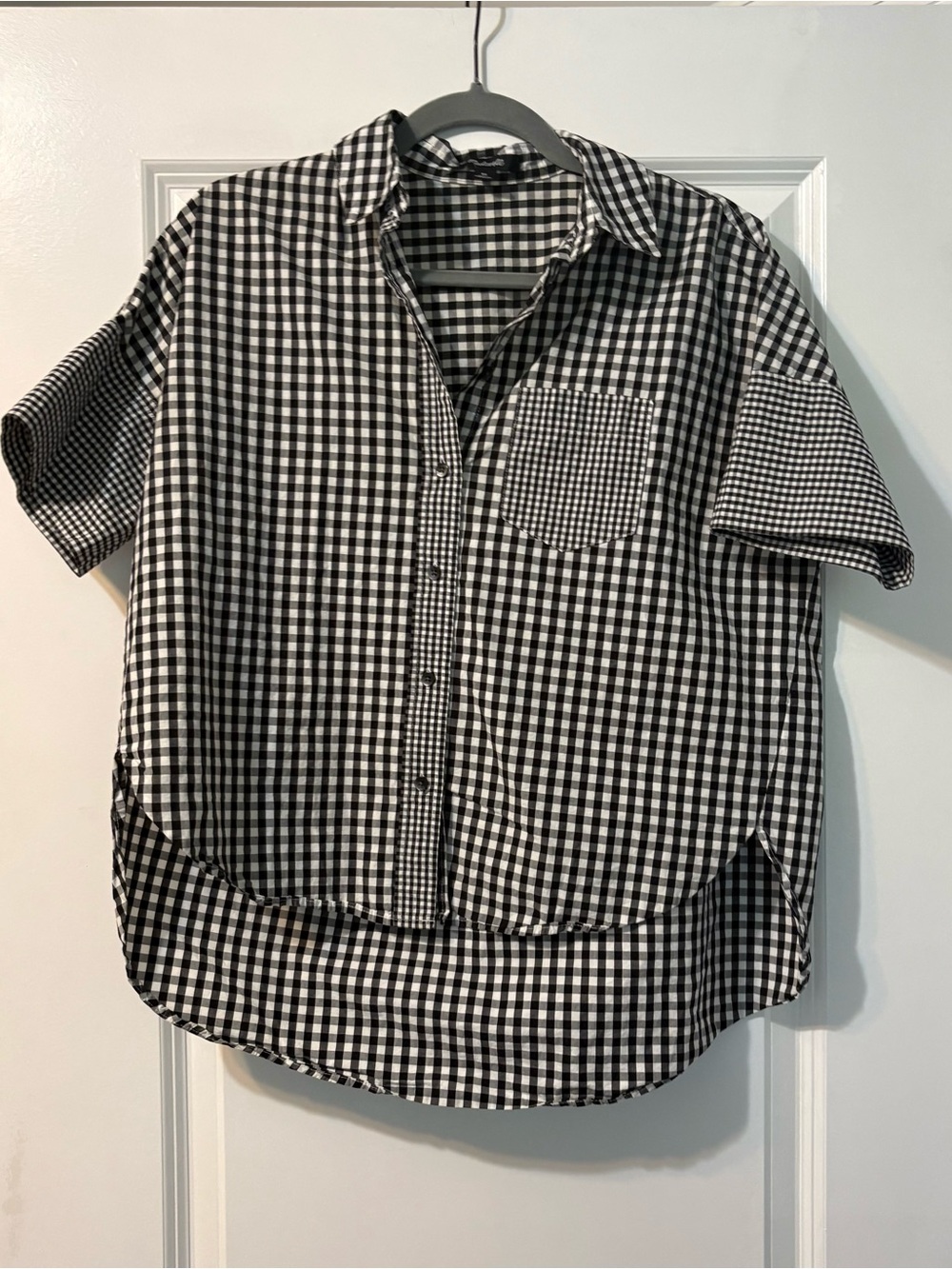 Madewell Black and White Gingham Button-Front Top